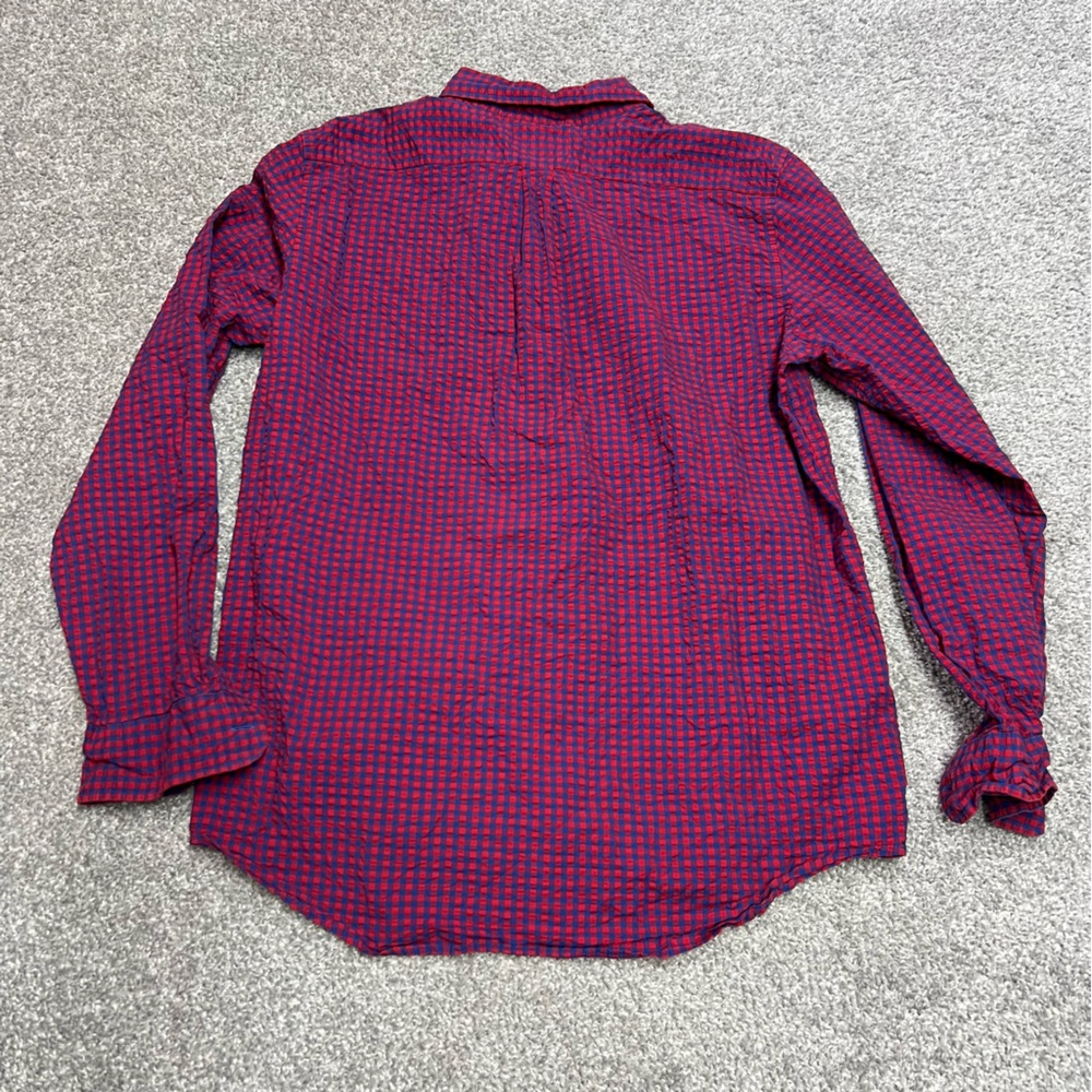 Vineyard Vines Shirt Men Large Red Blue Gingham Slim Fit Whale Button Seersucker - Picture 6 of 6
